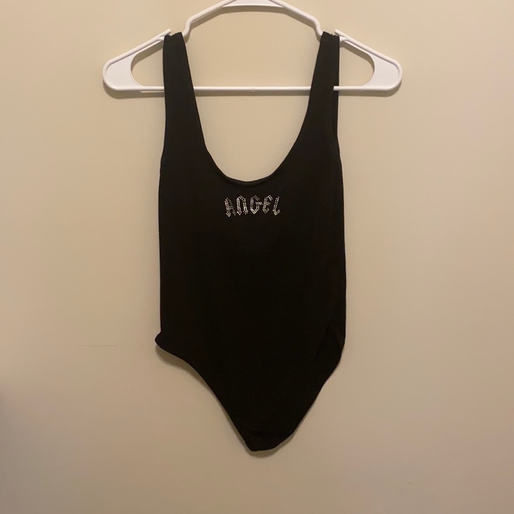 Black rhinestone bodysuit